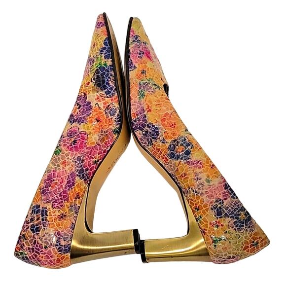Proxy Women's Multi Colored Floral High Heels Made in Spain Gold Heels Size 10M - Picture 3 of 10